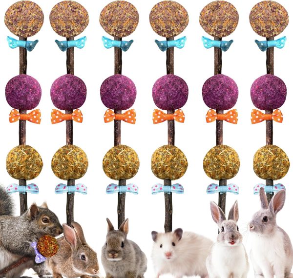 18 PCS Rabbit Chewable Lollipop Toys, Interactive Bunny Toy for Small Pets, Purely Handmade Chew Toys for Bunnies, Guinea Pigs, Hamsters, and Chinchillas, Bunny Teeth Care