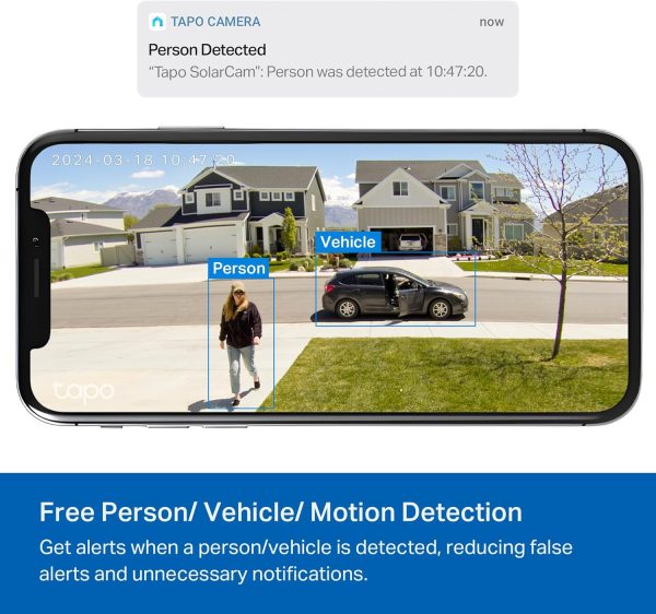 TP-Link 𝗧𝗮𝗽𝗼 SolarCam C402 Kit, Outdoor Battery Camera w/Solar Panel Base, Wireless, 1080P, Free Person/Vehicle Detection, SD/Cloud Storage, Color Night Vision, No Hub Needed, Works w/Alexa - Image 5