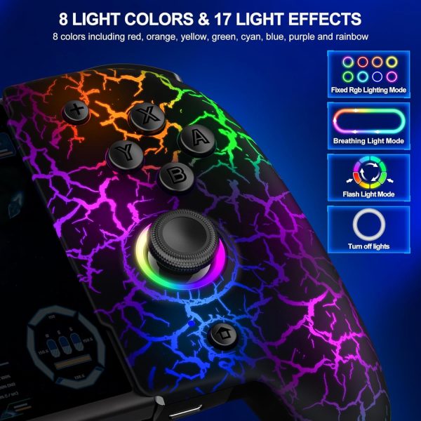 Switch Controller for Nintendo Switch/OLED, (No Drift, No Deadzone) Hall Effect Joystick Wireless Switch Controller With 9 Lights Color. One-Piece Switch Joypad for Those Who Prefer Handheld Mode - Image 2