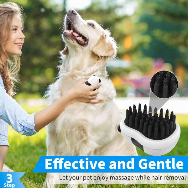 Comotech 3PCS Dog Bath Brush | Dog Shampoo Brush | Dog Scrubber for Bath | Dog/Grooming/Washing Brush Scrubber with Adjustable Ring Handle for Short & Long Haired Dogs/Cats (Blue Blue White) - Image 4