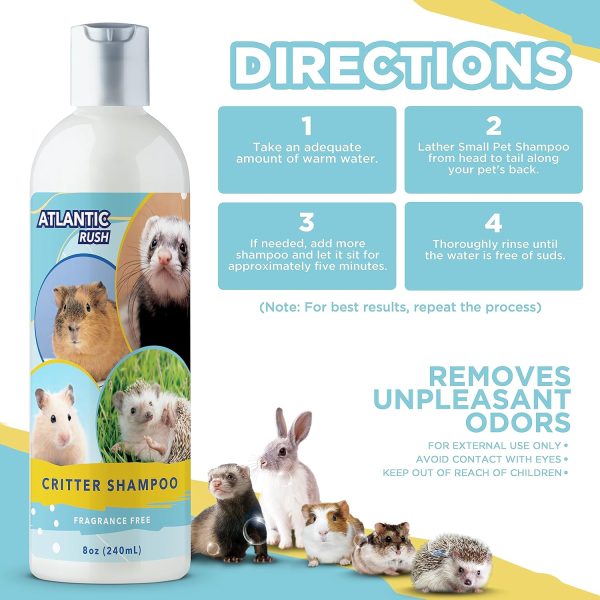 Critter Shampoo for Small Pets - 8oz Small Animal Fragrance Free Shampoo - Pet Shampoo for Small Critters Including Ferrets, Guinea Pigs, Rabbits, Hedgehogs, Hamsters & Sugar Gliders - Image 4