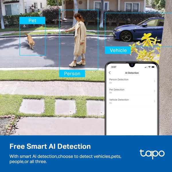 Tapo TP-Link 2K QHD Security Camera, Indoor/Outdoor, 𝟮𝟬𝟮𝟰 𝗣𝗖𝗠𝗮𝗴 𝗘𝗱𝗶𝘁𝗼𝗿'𝘀 𝗖𝗵𝗼𝗶𝗰𝗲, Color Night Vision, Free Person/Pet/Vehicle Detection, Invisible IR Mode, SD Storage, C120 - Image 3