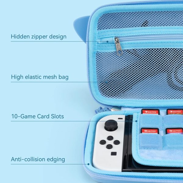 GeekShare Shark Carry Case Compatible with Nintendo Switch/Switch OLED - Portable Hardshell Slim Travel Carrying Case fit Switch Console & Game Accessories -- Shark - Image 2