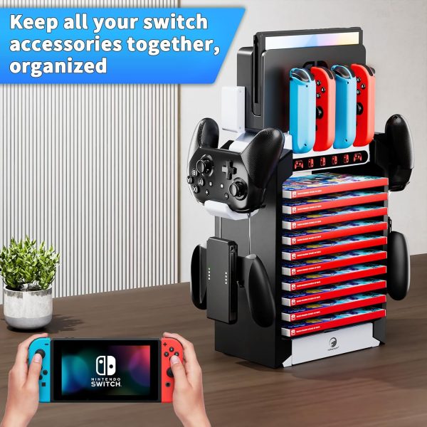 Switch Organizer Station with Switch Controller Charger, Multifunctional Storage Stand for Nintendo Switch Dock. for Switch Controller Holder、Joy con Charging Dock and Switch OLED Console - Image 2