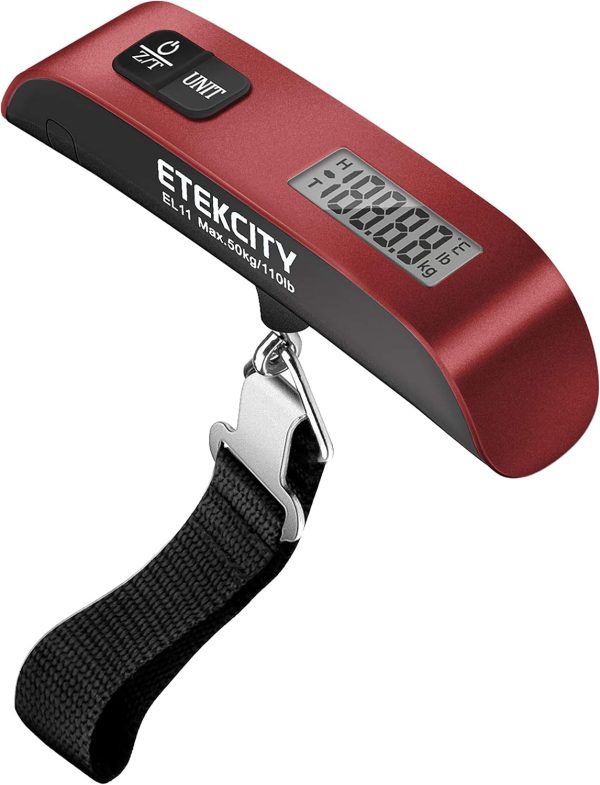 Etekcity Luggage Scale for Travel Essentials, Digital Suitcase Weight Scale with Hook, Portable Hanging Baggage Scale for Airplane Travel Essentials, 110 Pounds, Battery Included