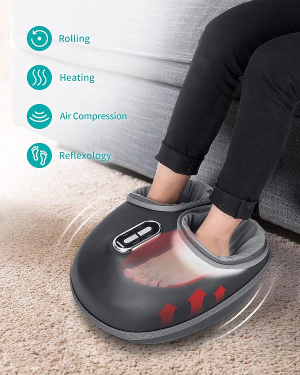 Nekteck Shiatsu Foot Massager Machine with Soothing Heat, Deep Kneading Therapy, Air Compression, Improve Blood Circulation and Foot Wellness,Relax for Home or Office Use(Gray) - Image 2