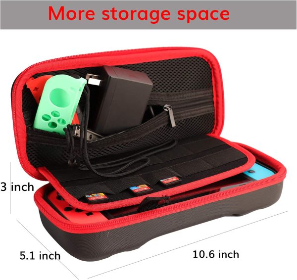 Accessories Kit for Nintendo Switch / Switch OLED Model Games Bundle Wheel Grip Caps Carrying Case Screen Protector Controller - Image 3