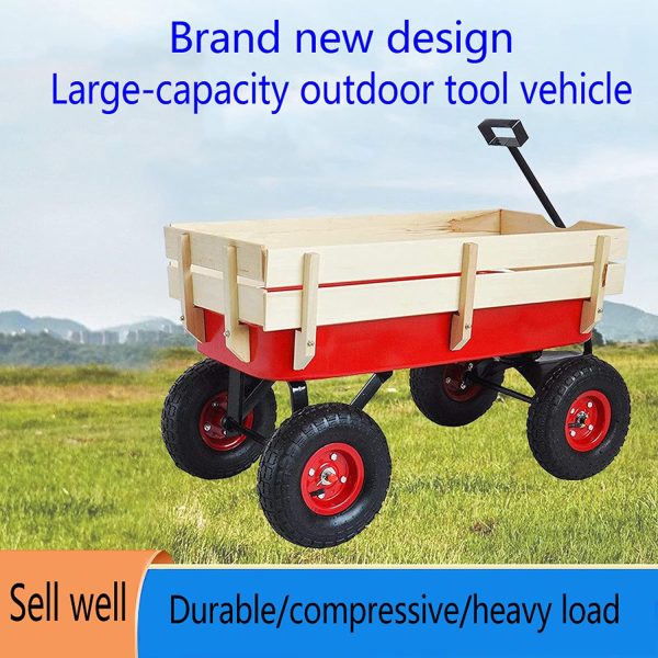 All Terrain Wagons for Kids Wagon with Removable Wooden Side Panels Garden Wagon Cart Heavy Duty with Steel Wagon Bed Folding Wagons for Kids/Pets Ideal Gift for Kids Halloween Christmas,Red - Image 8