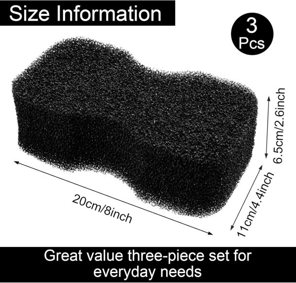 Eaasty 3 Pcs Horse Groomer Sponge Scrubber Massager Horse Grooming Brush Kit Horse Supplies Large Horse Sponge Soft Horse Care Sponge for Horse Cleaning Washing Bathing, Black, 4.33 x 7.87 x 2.56 Inch - Image 2