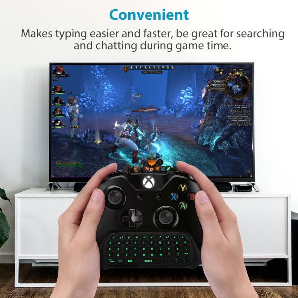 MoKo Green Backlight Keyboard for Xbox One Controller, Xbox Series X/S, Wireless Gaming Chatpad Keypad with USB Receiver&3.5mm Audio Jack, Xbox Accessories for Xbox One/One S/Elite/2 Controller, Black - Image 4