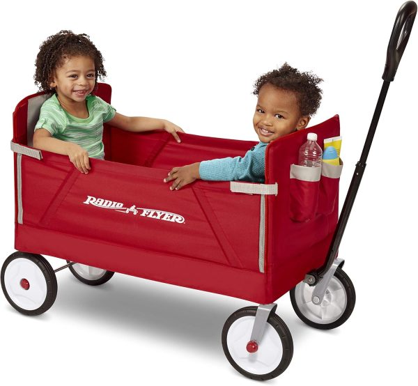 Radio Flyer 3-in-1 EZ Folding Wagon Ride On For Kids, Garden, & Cargo, Red Collapsible Wagon - Image 5