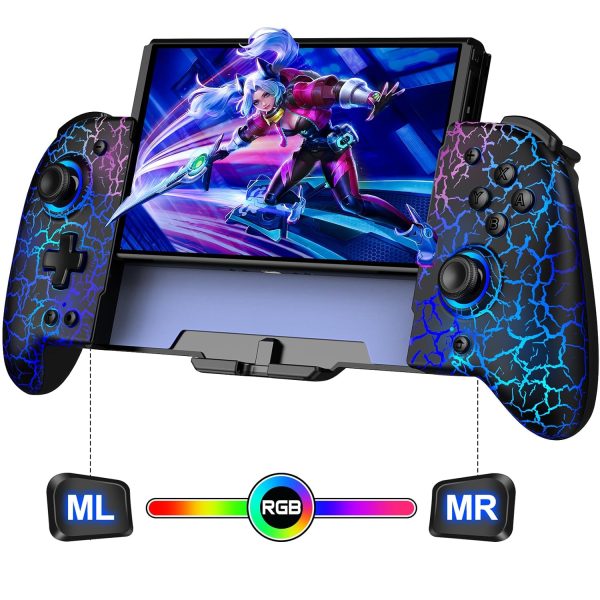 Switch Controllers for Nintendo Switch Game, Switch Wireless Pro Controller Upgrade Hall Effect Joystick, One-Piece Switch Joypad for Handheld Mode with RGB Light/Battery/Mapping