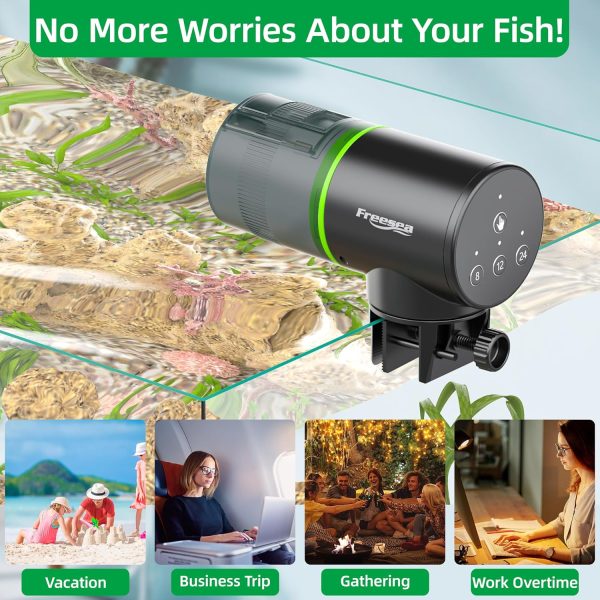 FREESEA Automatic Fish Feeder for Aquarium: Auto Fish Food Dispenser with Timer for Small Tank Betta Turtle - Battery Vacation Self Feeding for Flakes - Image 6