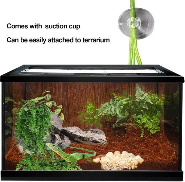 kathson 3 PCS Reptile Vines Plants Flexible Bendable Jungle Climbing Vine Terrarium Plastic Plant Leaves Pet Tank Habitat Decor for Bearded Dragons Lizards Geckos Snakes Frogs and More Reptiles - Image 6