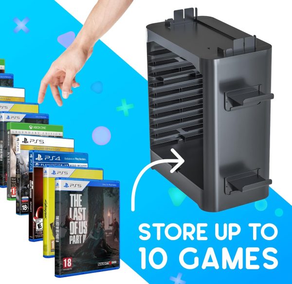 Skywin- Game Storage Tower Compatible With Nintendo Switch, Nintendo Switch Stand Holder, Game Disk Rack, Controller Organizer, Switch Holder Stand for Gamers (Black) - Image 4