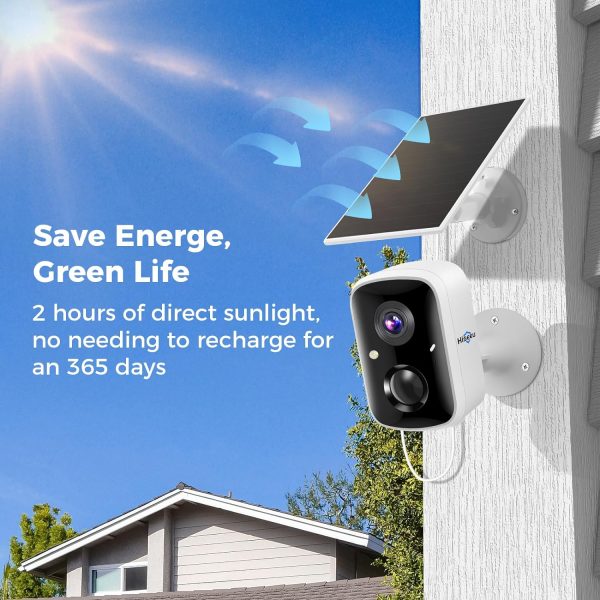 Hiseeu Solar Security Cameras Wireless Outdoor 2 Pack, Battery Powered 3K 4MP wifi Cameras for Home Surveillance, PIR/AI Motion Detection, Waterproof, Color Night Vision, 2-Way Audio, Cloud/SD Storage - Image 3