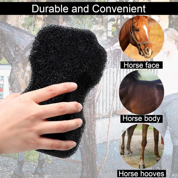 Eaasty 3 Pcs Horse Groomer Sponge Scrubber Massager Horse Grooming Brush Kit Horse Supplies Large Horse Sponge Soft Horse Care Sponge for Horse Cleaning Washing Bathing, Black, 4.33 x 7.87 x 2.56 Inch - Image 3