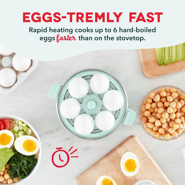 DASH Rapid Egg Cooker: 6 Egg Capacity Electric Egg Cooker for Hard Boiled Eggs, Poached Eggs, Scrambled Eggs, or Omelets with Auto Shut Off Feature - Aqua, 5.5 Inch (DEC005AQ) - Image 3