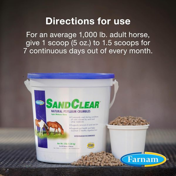 Farnam Sand Clear for Horses Natural Psyllium Crumbles, Veterinarian recommended to support the removal of sand & dirt from the ventral colon, 3 lbs., 9 scoops - Image 4