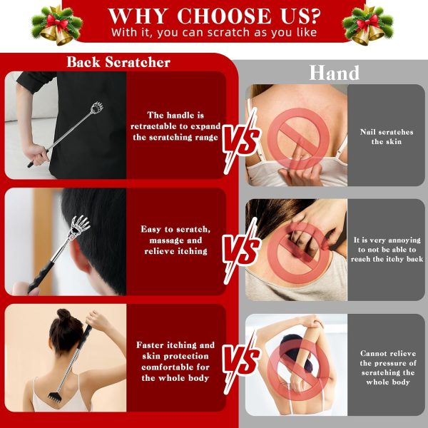 Back Scratcher Extendable Christmas Gifts Stocking Stuffer for Men Women Dad Adults Teens Funny Telescoping Manual Back Massage Cool Gadget Tool for Back in Christmas Gifts Box - Image 6