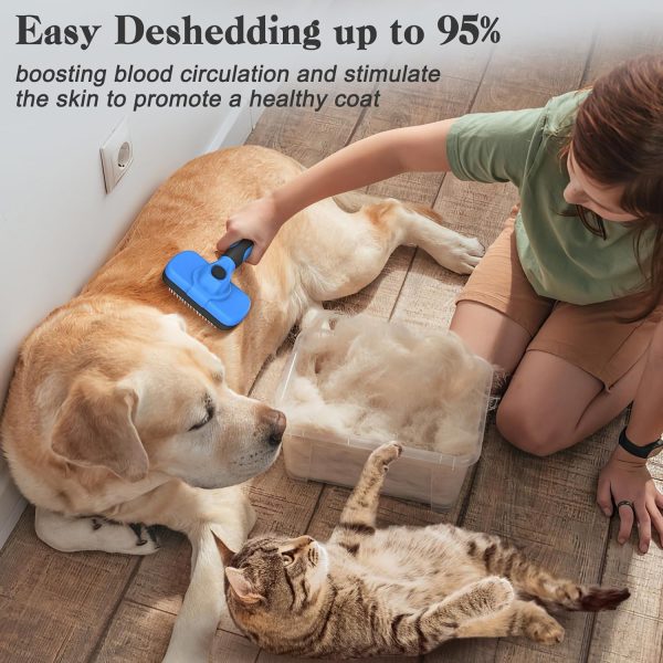 Swihauk Self Cleaning Slicker Brush - Skin Friendly Deshedding Grooming Tool for Dogs & Cats, Suitable for Shedding & Haired Pets, with Pet Supplies Accessories, Blue - Image 5