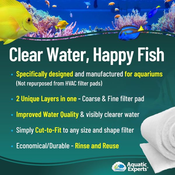 Aquatic Experts Aquarium Filter Floss for Fish Tank Filters - FilterFirst Aquarium Filter Pad - Aquarium Filter Media Roll for Crystal Clear Water, 3/4" - 1" Thick (12 Inch Wide, 12 Feet Long) - Image 3