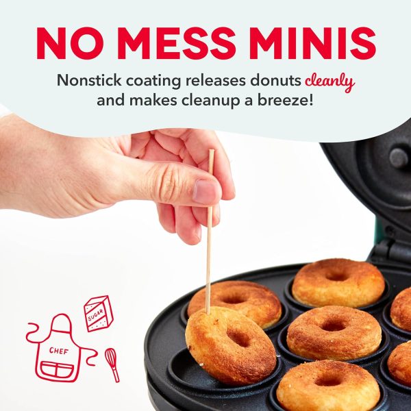 DASH Mini Donut Maker Machine for Kid-Friendly Breakfast, Snacks, Desserts & More with Non-stick Surface, Makes 7 Doughnuts - Aqua - Image 4