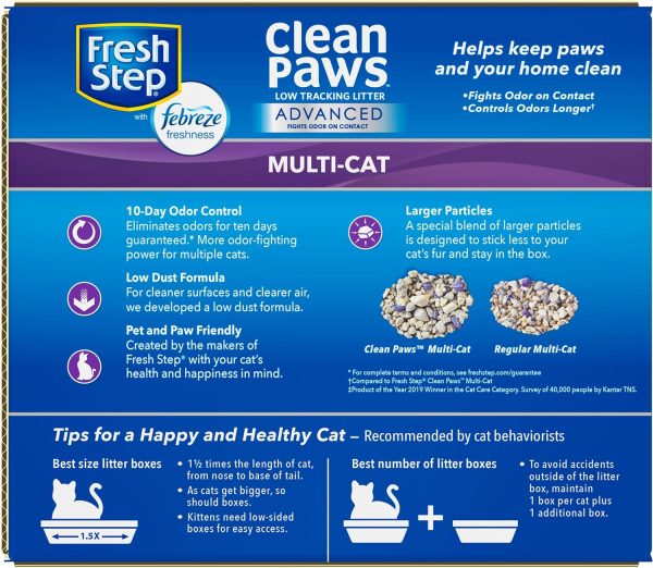 Fresh Step Clean Paws Cat Litter With Febreze Freshness, Advanced Multi-Cat Low-Tracking Clumping Litter With Guaranteed Odor Control, 37 lbs. (2 x 18.5 lb. Box) - Image 13