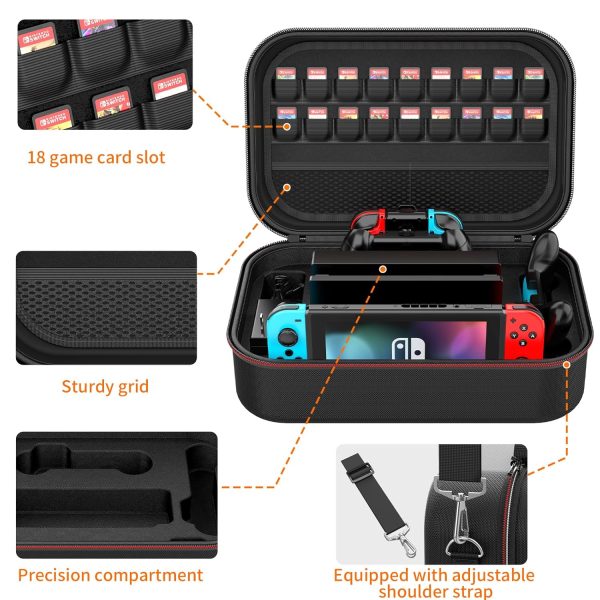 Switch Accessories Bundle 28 in 1 for Nintendo Switch, HEYSTOP Switch Christmas Gift Kit with Large Carrying Case, Dockable Protective Case, Screen Protector, Game Cards Case, Joycon Grip Cover - Image 5