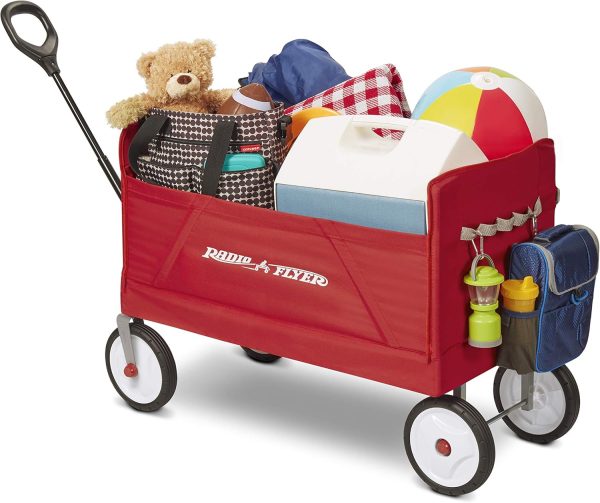 Radio Flyer 3-in-1 EZ Folding Wagon Ride On For Kids, Garden, & Cargo, Red Collapsible Wagon - Image 10