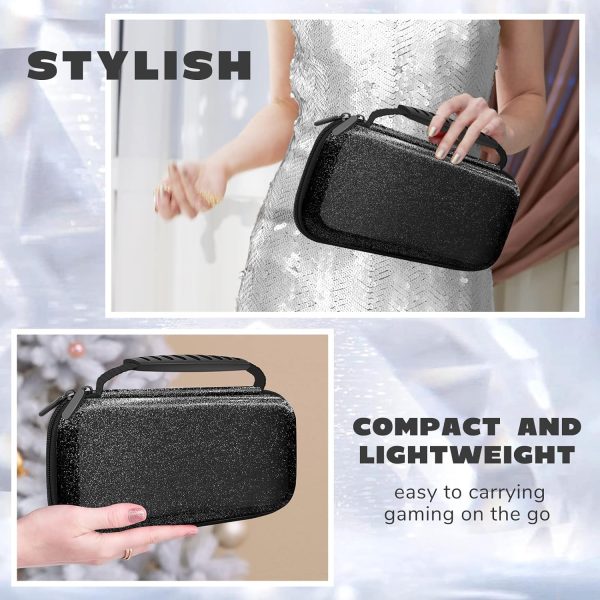 homicozy Glitter Carrying Case Compatible with Nintendo Switch OLED & Switch Console,Black Protective Hard Travel Case Shell Pouch for Nintendo Switch Console/Accessories,Switch Gaming Case for Girls - Image 3