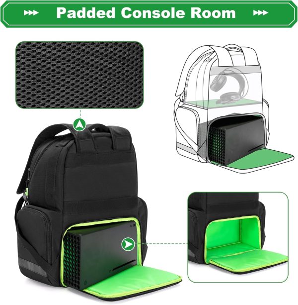 Carry Backpack Compatible with Xbox Series X/S Console, Travel Carrying Case with Separate Storage Room for Console, Headset, Controllers, Multiple Pockets for Gaming Accessories(Patent Design) - Image 2