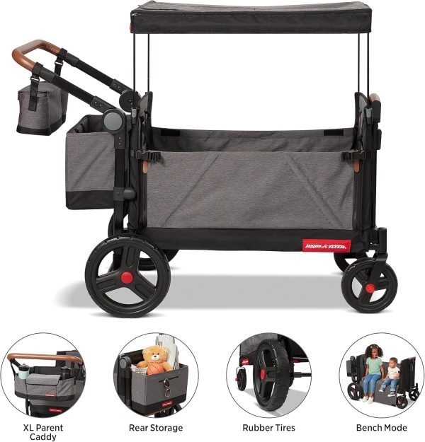 Radio Flyer Atlas Stroll N Wagon, Folding Wagon for 1+ Years - Gray - Image 2