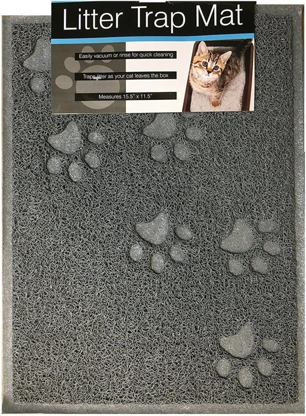 Quality Gray Cat Litter Trap Mat, Non-Slip Backing, Dirt Catcher, Soft on Paws, Easy to Clean