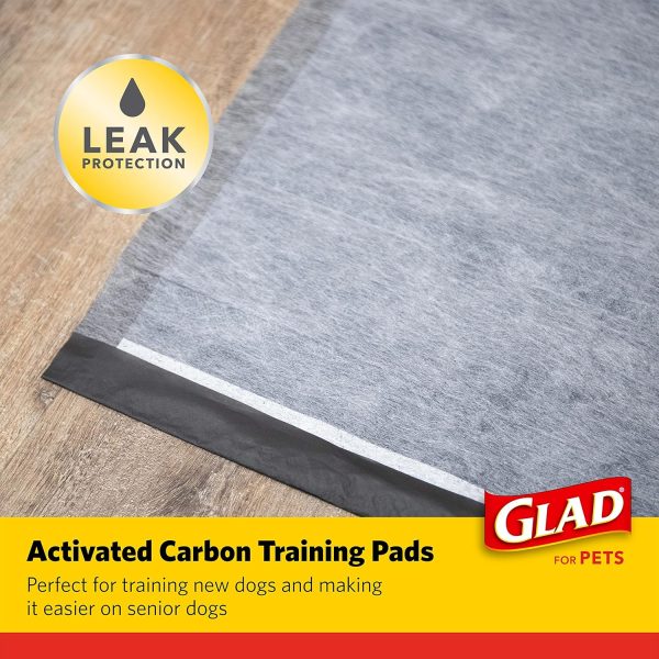 Glad for Pets Black Charcoal Puppy Pads - Super Absorbent Disposable Dog Pee Pads, Potty Training Pads, and Pet Supplies - Dog Pee Pads for Crate Training and Indoor Use 23" x 23" - 100 Count - Image 2