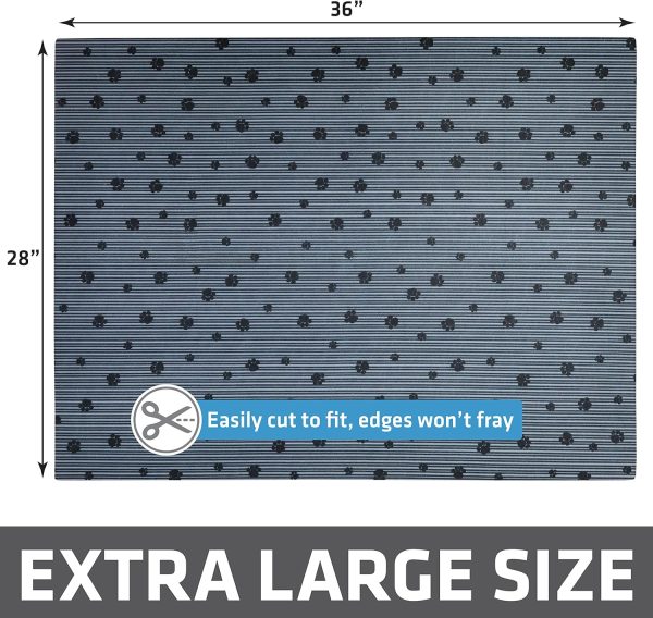 Drymate Original Cat Litter Mat, Contains Mess from Box, Protects Floors, Urine-Proof, Machine Washable, Soft on Kitty Paws, Absorbent, Waterproof (USA Made, Recycled Content) (28”x36”)(GreyStripePaw) - Image 6