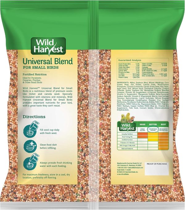 Wild Harvest Universal Blend For Small Birds, Daily Blends for Parakeet, Canaries, Finches, Cockatiel, and Parrots, 3 Pounds, Foritified Nutrition - Image 2