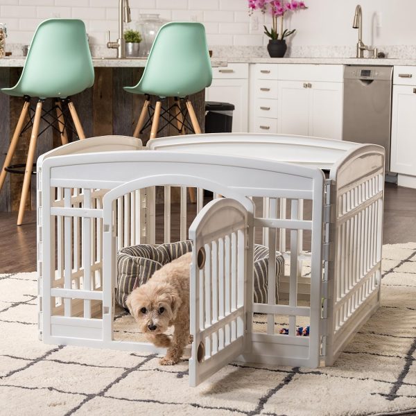 IRIS USA 24" Exercise 4-Panel Pet Playpen with Door, Dog Playpen, Puppy Playpen, for Puppies and Small Dogs, Keep Pets Secure, Easy Assemble, Fold It Down, Easy Storing, Customizable, White - Image 6