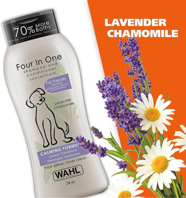 Wahl USA 4-in-1 Calming Pet Shampoo for Dogs – Cleans, Conditions, Detangles, & Moisturizes with Lavender Chamomile - Pet Friendly Formula - 24 Oz - Model 820000A - Image 6