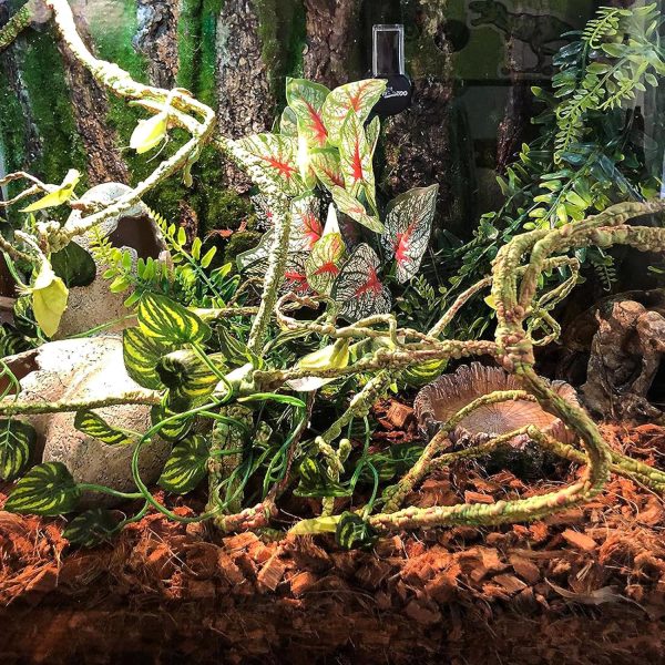 HERCOCCI Reptile Vines, Flexible Jungle Climbing Vines Terrarium Plastic Plants and Leaves Tank Accessories Decor for Gecko Snake Lizard Bearded Dragon Hermit Crab Frog - Image 4