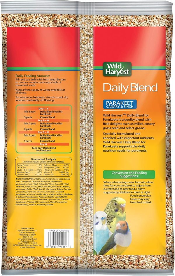 Wild Harvest Daily Blend Nutrition Diet for Parakeet, Canary and Finch, Orange flavored, 10 Pounds - Image 2