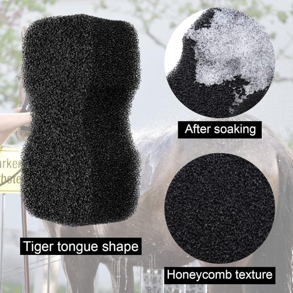 Eaasty 3 Pcs Horse Groomer Sponge Scrubber Massager Horse Grooming Brush Kit Horse Supplies Large Horse Sponge Soft Horse Care Sponge for Horse Cleaning Washing Bathing, Black, 4.33 x 7.87 x 2.56 Inch - Image 4