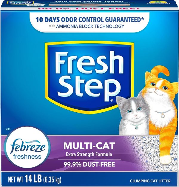 Fresh Step Clumping Cat Litter Multi-Cat Extra Strength Formula With Febreze Freshness, Multi Cat Litter With Ammonia Block Technology, 14 lb. Box - Image 12