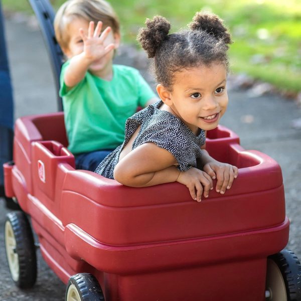 Step2 Neighborhood Wagon, Kids Ride On Toy, Stroller Substitute, Includes Seat Belts, Made of Durable Plastic, Max Weight 75 lbs., For Toddlers 1.5-5 Years Old, Red - Image 2