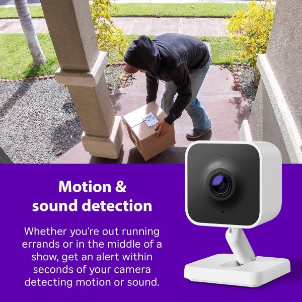 Roku New Outdoor Camera 2024 - Home Security - IP65 Weather Resistant Wired Security Camera with 1080p HD Night Vision, Works with Alexa & Google, WDR, Motion & Sound Detection - Image 4