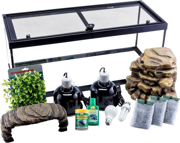 Tetra Aquatic Turtle Deluxe Kit 20 Gallons, aquarium With Filter And Heating Lamps, 30 IN (NV33230)