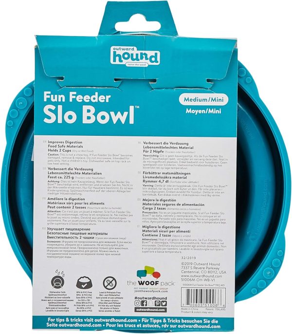 Outward Hound Fun Feeder Slo Bowl, Slow Feeder Dog Bowl, Medium/Mini, Turquoise - Image 3