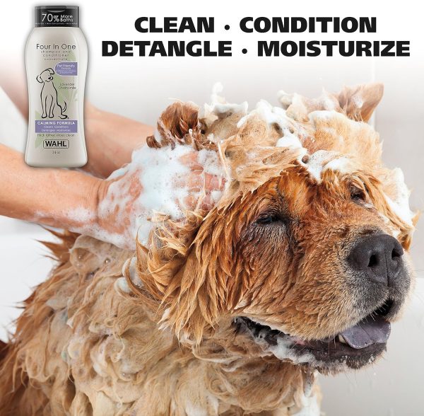 Wahl USA 4-in-1 Calming Pet Shampoo for Dogs – Cleans, Conditions, Detangles, & Moisturizes with Lavender Chamomile - Pet Friendly Formula - 24 Oz - Model 820000A - Image 2