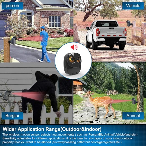 Driveway Alarm- 1/2 Mile Long Range Wireless Driveway Alarm Outdoor Weather Resistant Motion Sensor&Detector-DIY Security Alert-Monitor&Protect Outdoor/Indoor Property - 1 Receiver and 2 Sensors - Image 2