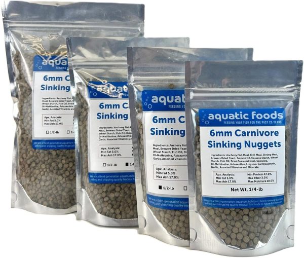 Aquatic Foods Inc. 6mm - 1/4" Carnivore Sinking Pellets for Carnivore Cichlids, Catfish, Monster Fish, Bottom Fish, All Medium to Large Fish, Also Koi & Pond Fish. - WL…1-lb Foil Pouch Bag